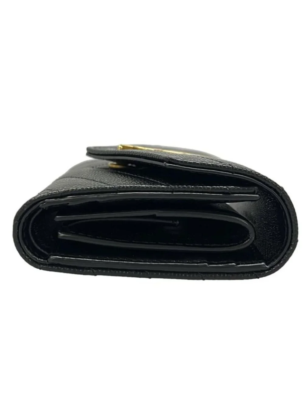 Saint Laurent Paris Trifold Wallet Cassandra Multi Fold Black Ysllogo Leather - Picture 9 of 12